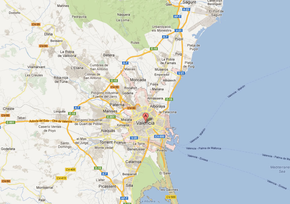 Mapa de la provincia de Valencia